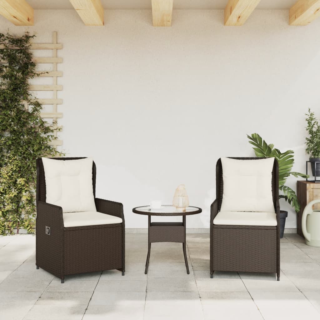 vidaXL Sillones reclinables de jardín 2 uds ratán sintético marrón