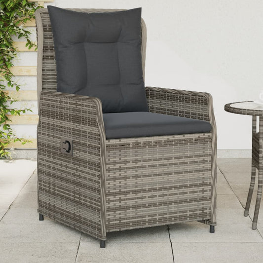 vidaXL Sillones reclinables de jardín 2 uds ratán sintético gris