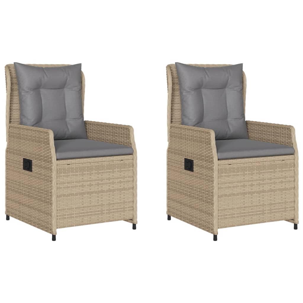 vidaXL Sillones reclinables de jardín 2 uds ratán sintético beige