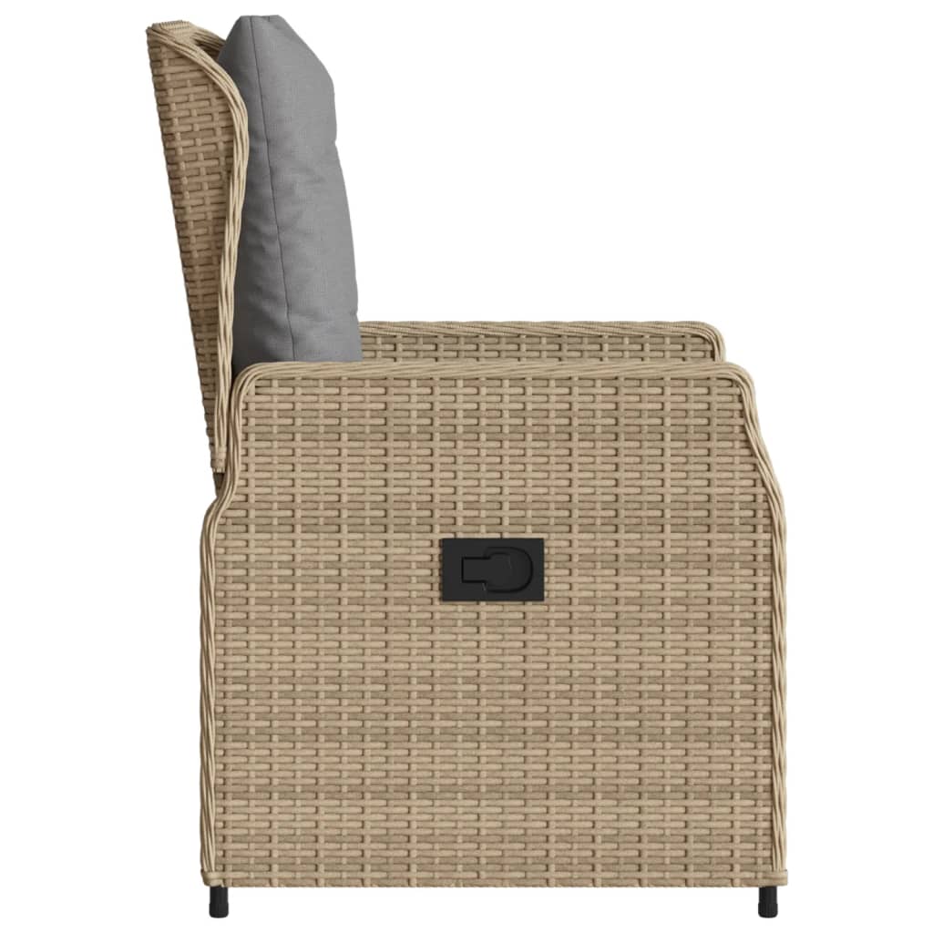 vidaXL Sillones reclinables de jardín 2 uds ratán sintético beige