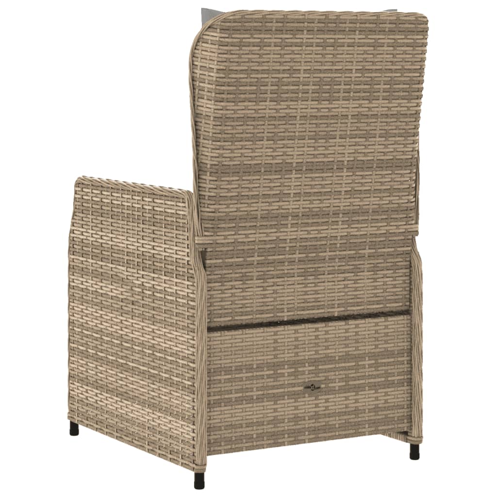 vidaXL Sillones reclinables de jardín 2 uds ratán sintético beige