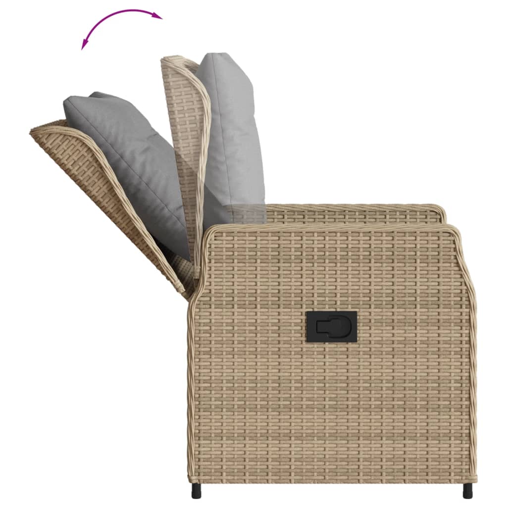 vidaXL Sillones reclinables de jardín 2 uds ratán sintético beige