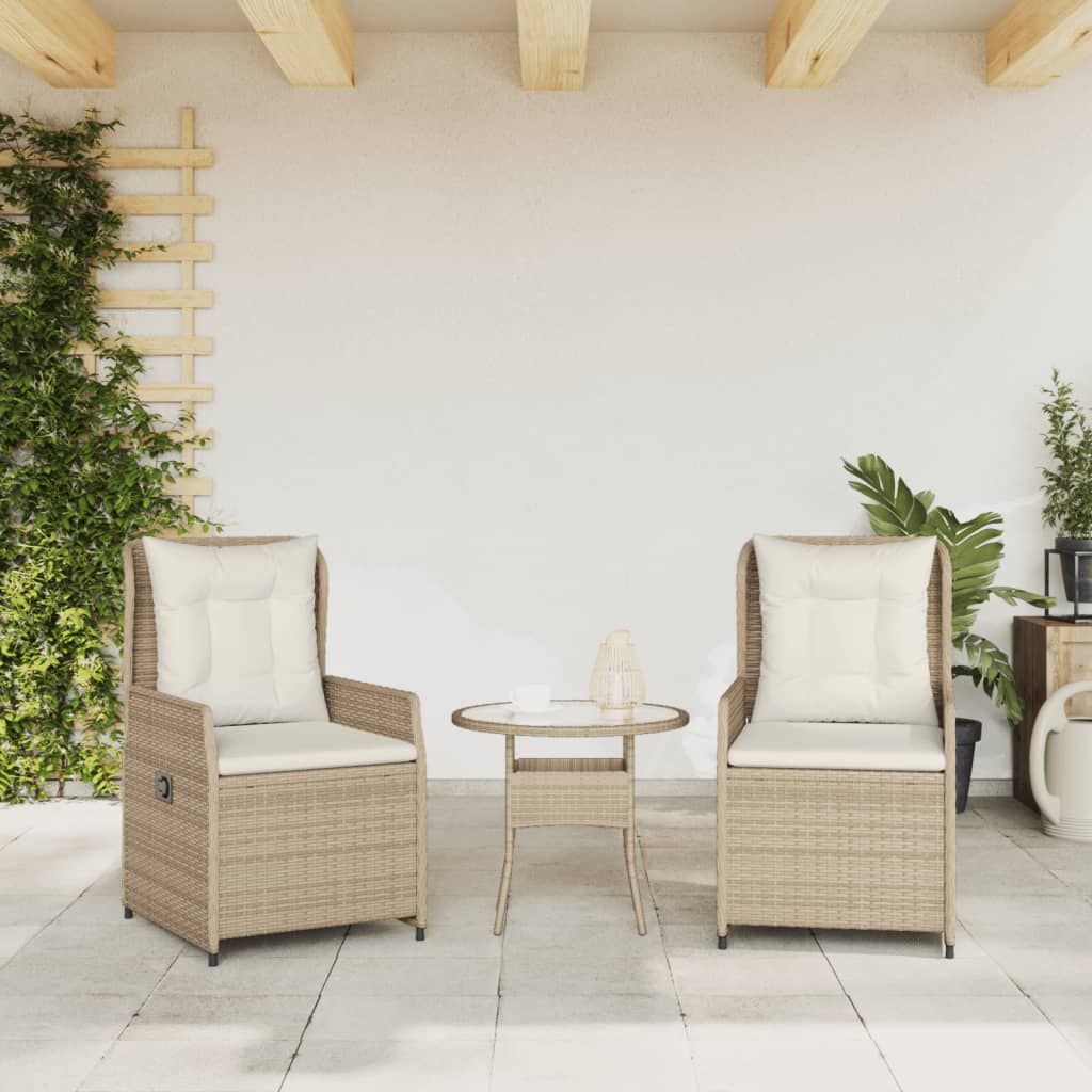 vidaXL Sillones reclinables de jardín 2 uds ratán sintético beige