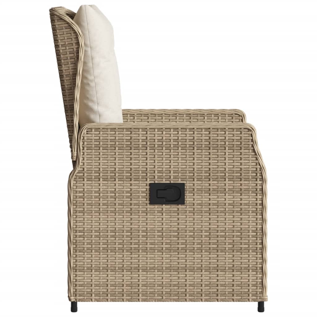 vidaXL Sillones reclinables de jardín 2 uds ratán sintético beige