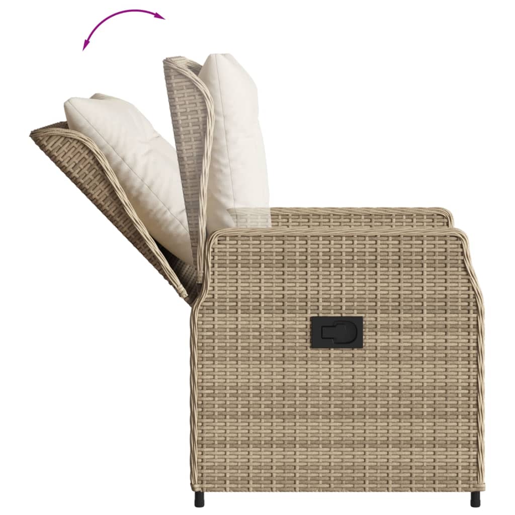 vidaXL Sillones reclinables de jardín 2 uds ratán sintético beige