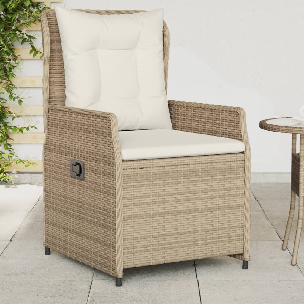 vidaXL Sillones reclinables de jardín 2 uds ratán sintético beige