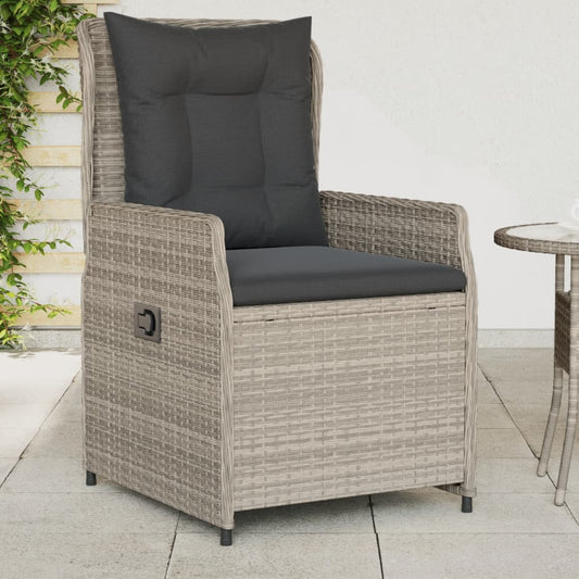 vidaXL Sillones reclinables de jardín 2 uds ratán sintético gris claro