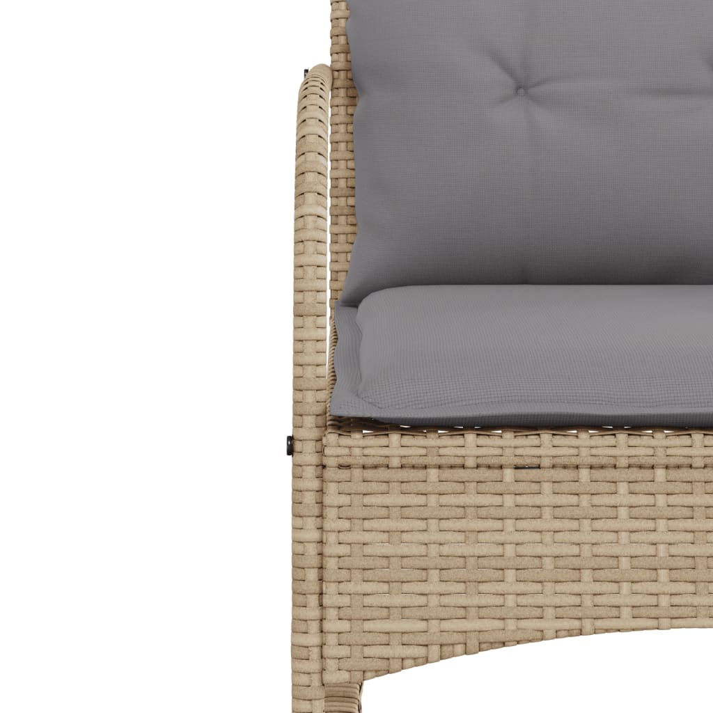 vidaXL Silla mecedora de jardín con cojines ratán sintético beige