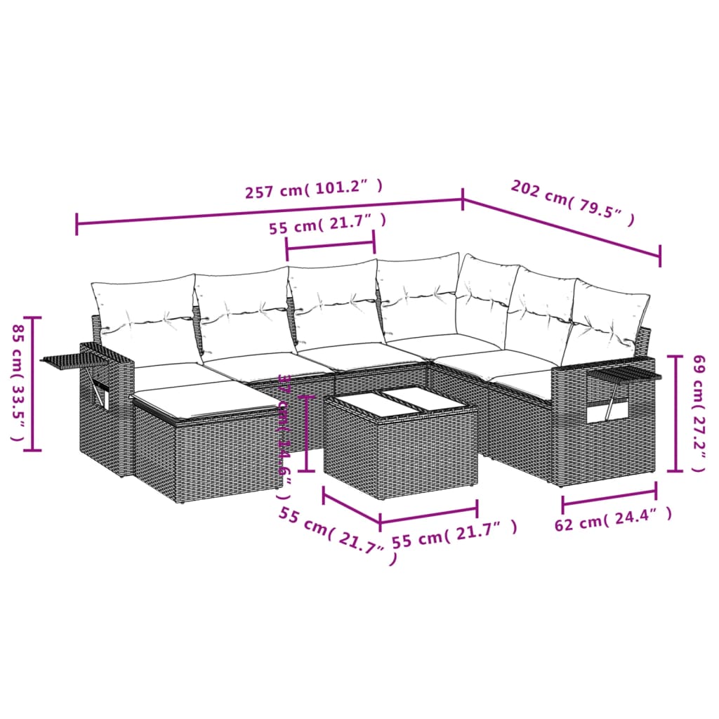 vidaXL Set de sofás de jardín 8 piezas y cojines ratán sintético negro