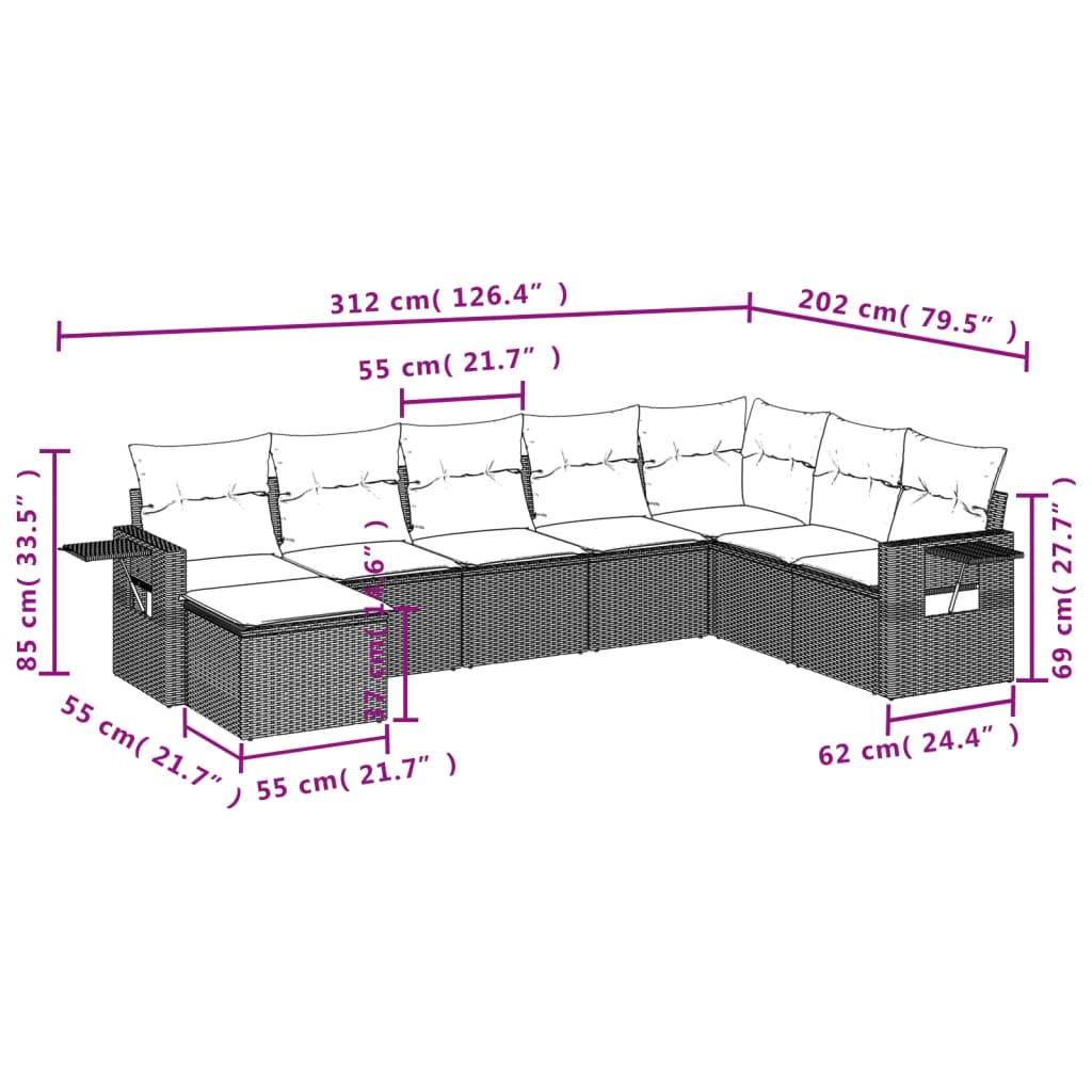 vidaXL Set de sofás de jardín 8 piezas y cojines ratán sintético negro