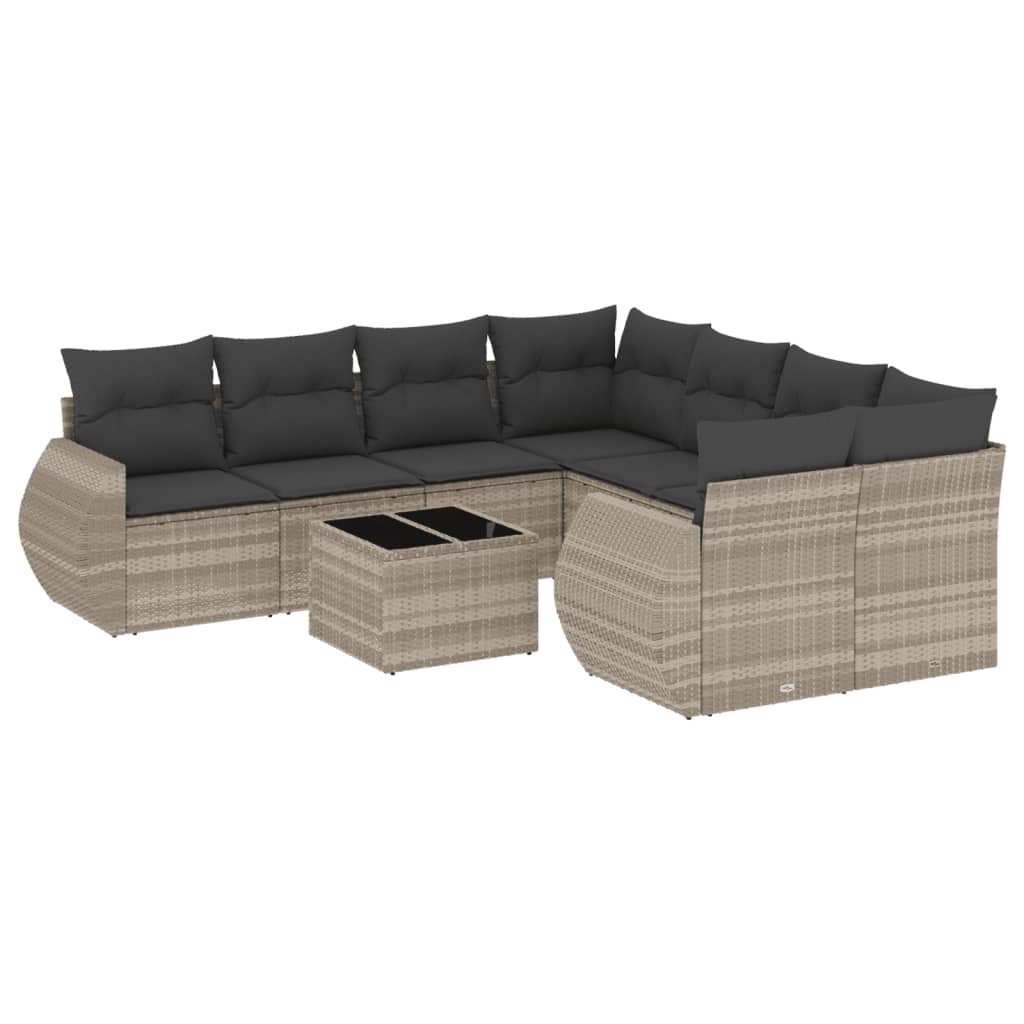 vidaXL Set muebles jardín 9 pzas y cojines ratán sintético gris claro