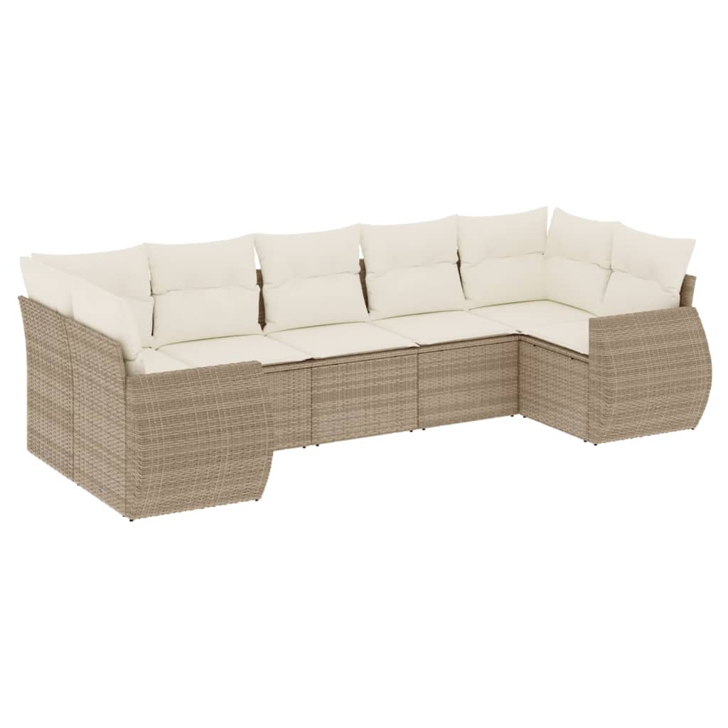 vidaXL Set sofás de jardín 7 piezas y cojines ratán sintético beige