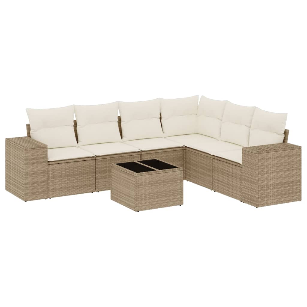 vidaXL Set sofás de jardín 7 piezas y cojines ratán sintético beige