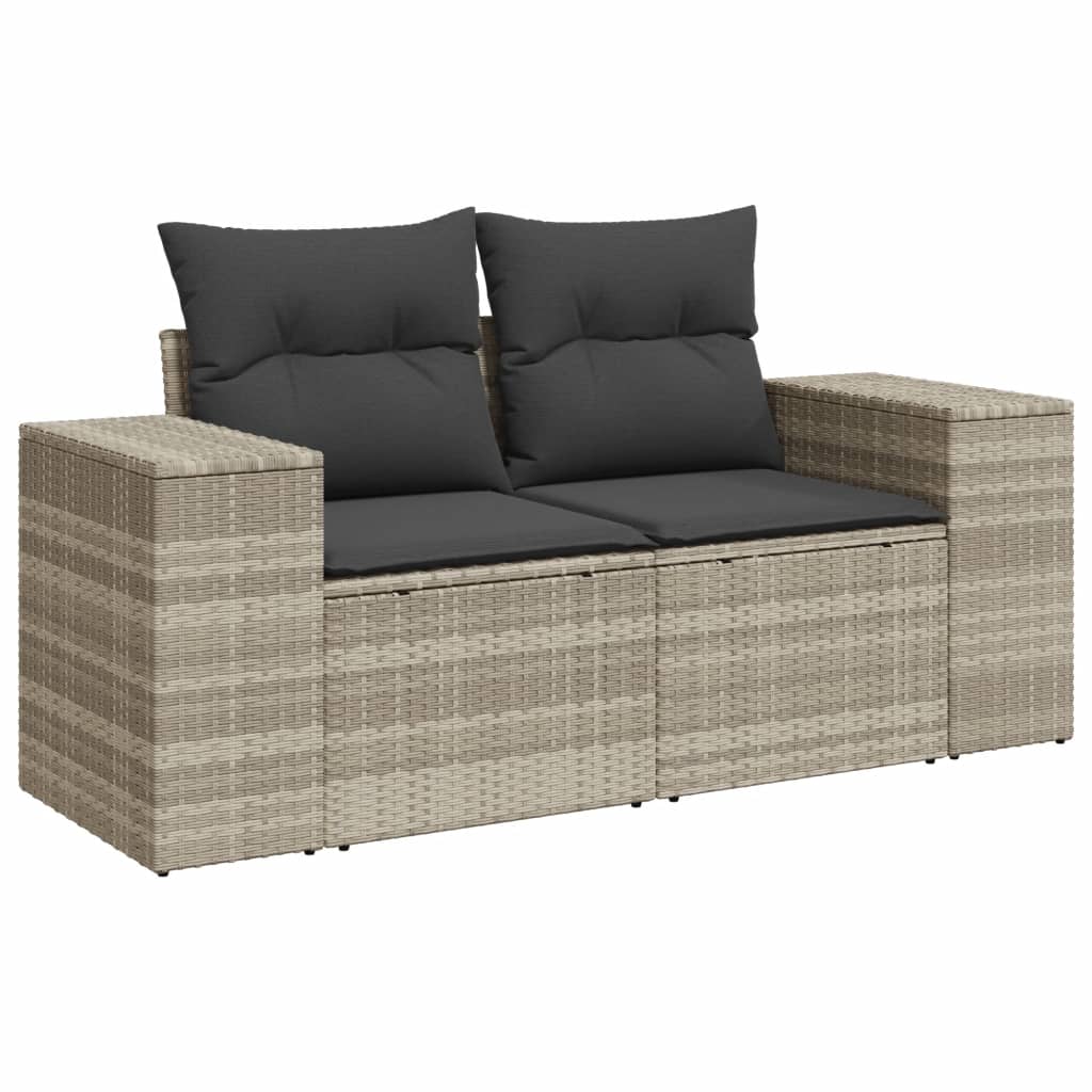 vidaXL Set muebles jardín 9 pzas y cojines ratán sintético gris claro