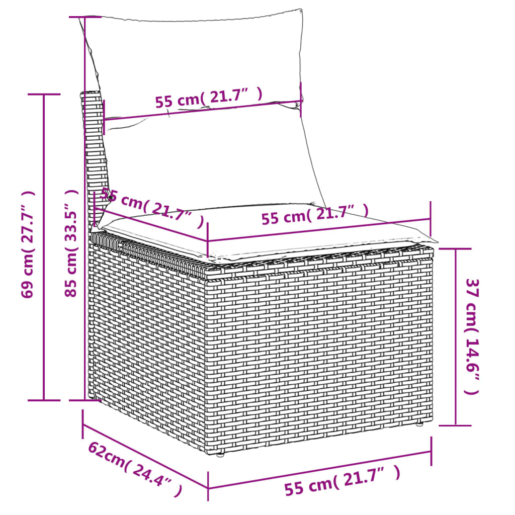 vidaXL Set muebles jardín 9 pzas y cojines ratán sintético gris claro