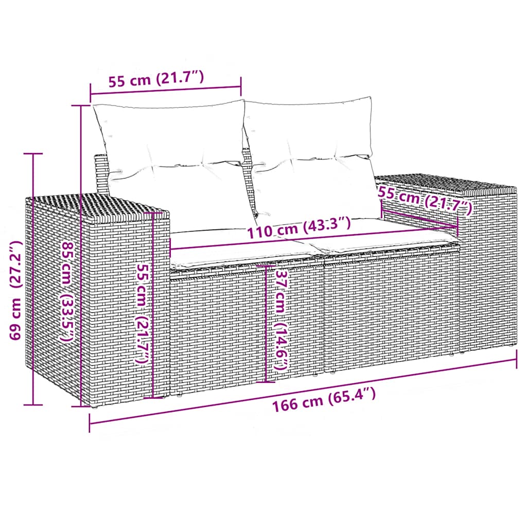 vidaXL Set de sofás de jardín 11 pzas cojines ratán sintético marrón