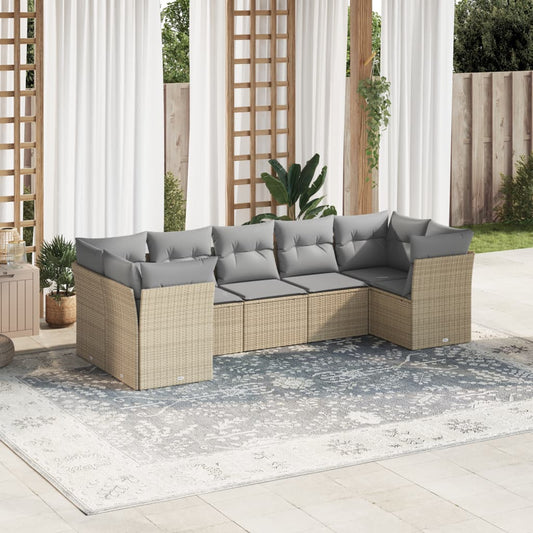 vidaXL Set sofás de jardín 7 piezas y cojines ratán sintético beige