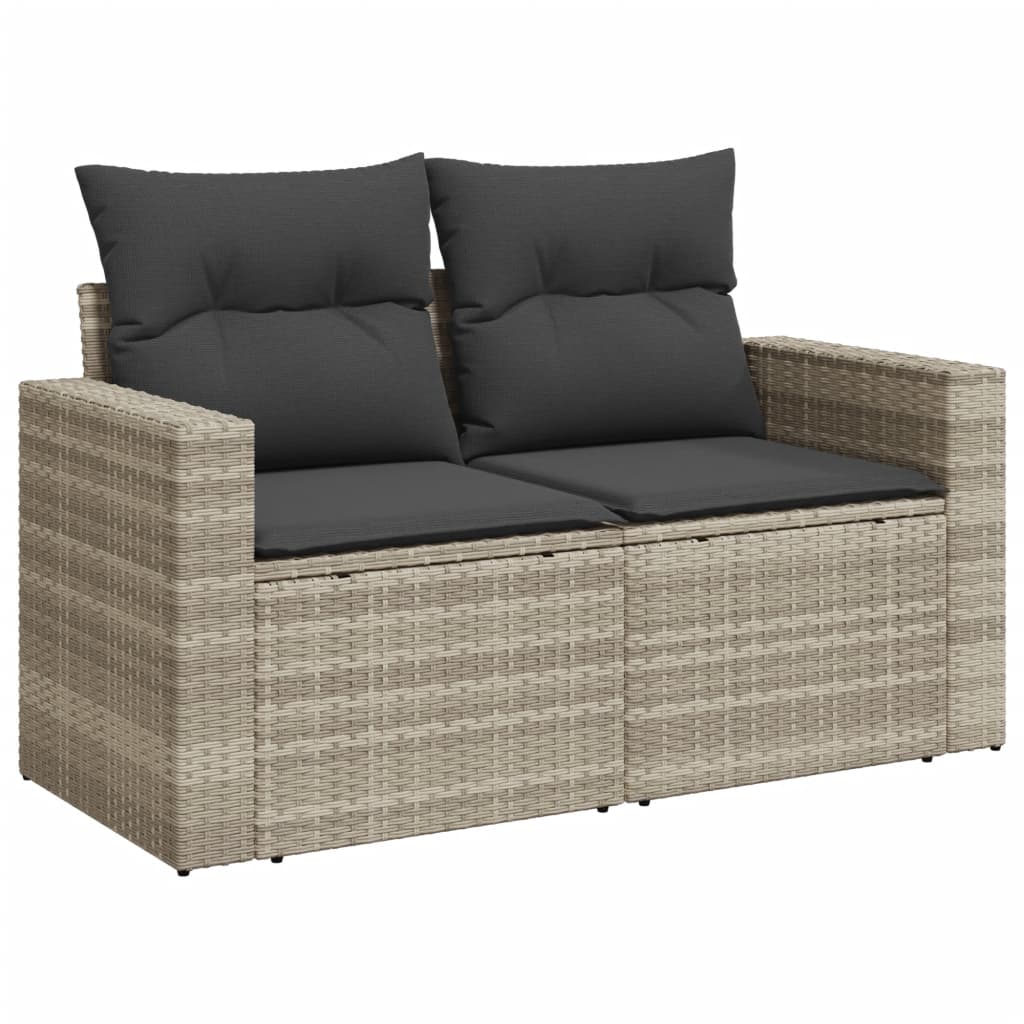 vidaXL Set muebles jardín 9 pzas y cojines ratán sintético gris claro