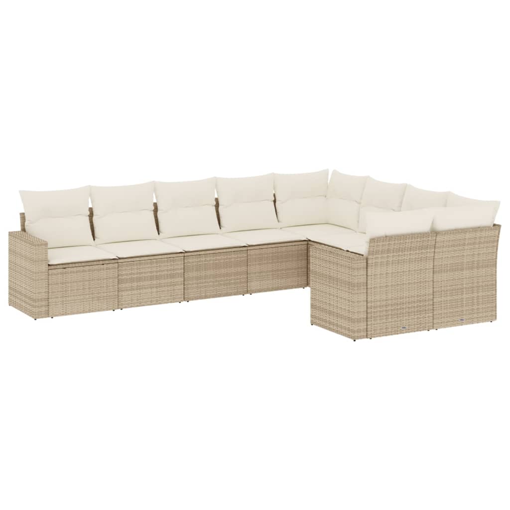 vidaXL Set de sofás de jardín 9 pzas con cojines ratán sintético beige