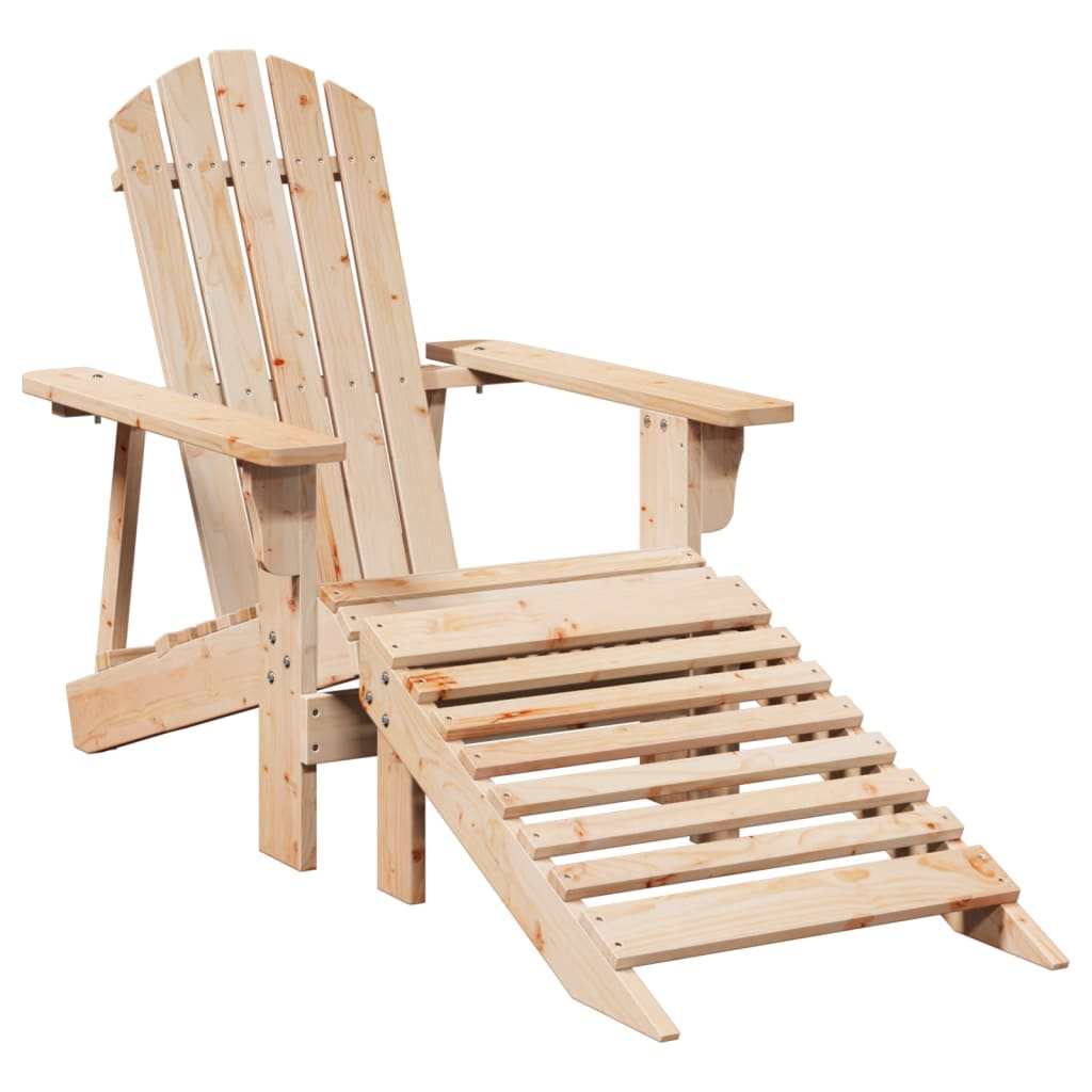 vidaXL Silla Adirondack con otomana madera maciza de abeto