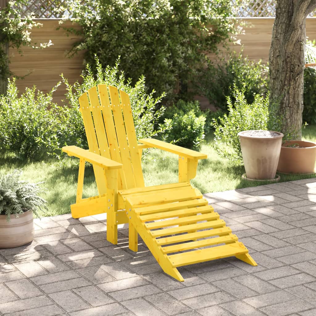 vidaXL Silla Adirondack con otomana madera maciza de abeto amarillo