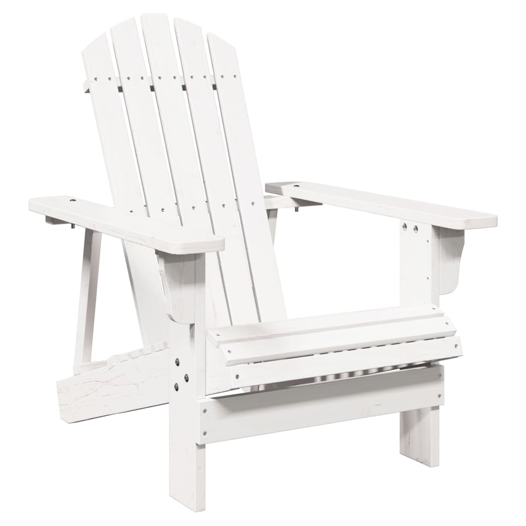 vidaXL Silla Adirondack madera maciza de abeto blanco 69x85x90,5 cm