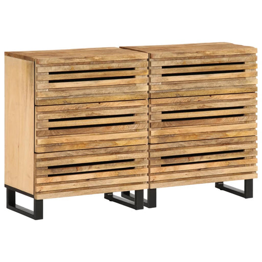 vidaXL Aparador 2 pzas madera maciza de mango rugosa 60x34x75 cm