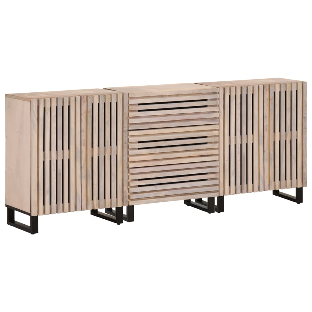 vidaXL Aparador 3 piezas madera maciza de mango 60x34x75 cm