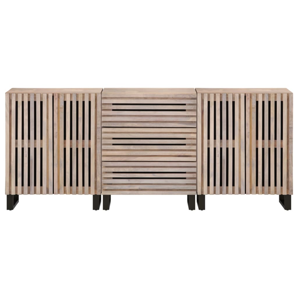 vidaXL Aparador 3 piezas madera maciza de mango 60x34x75 cm