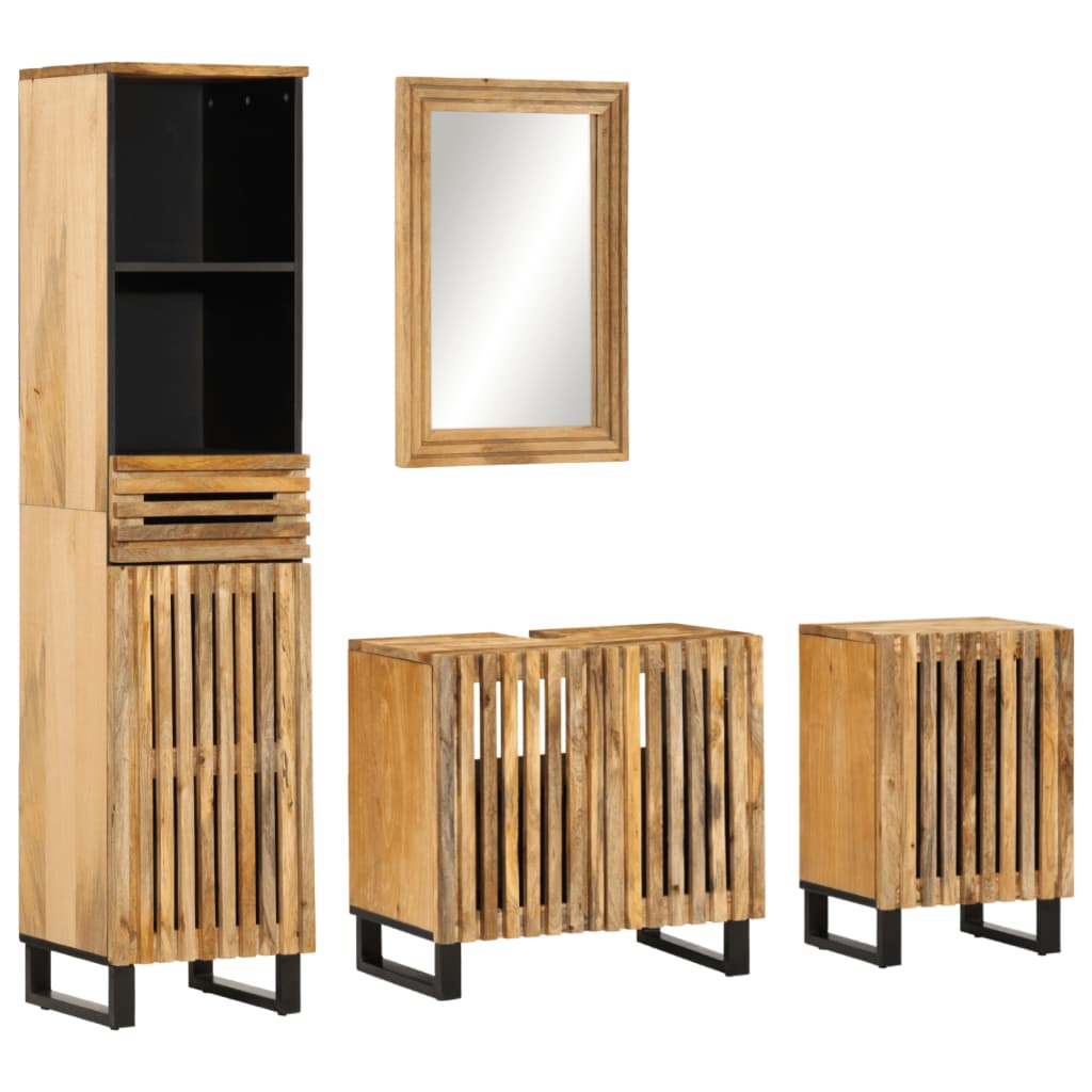 vidaXL Juego de muebles de baño 4 pzas madera maciza de mango rugosa