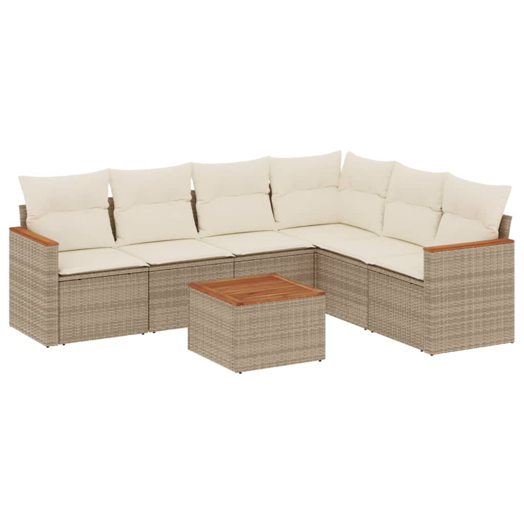 vidaXL Set sofás de jardín 7 piezas y cojines ratán sintético beige