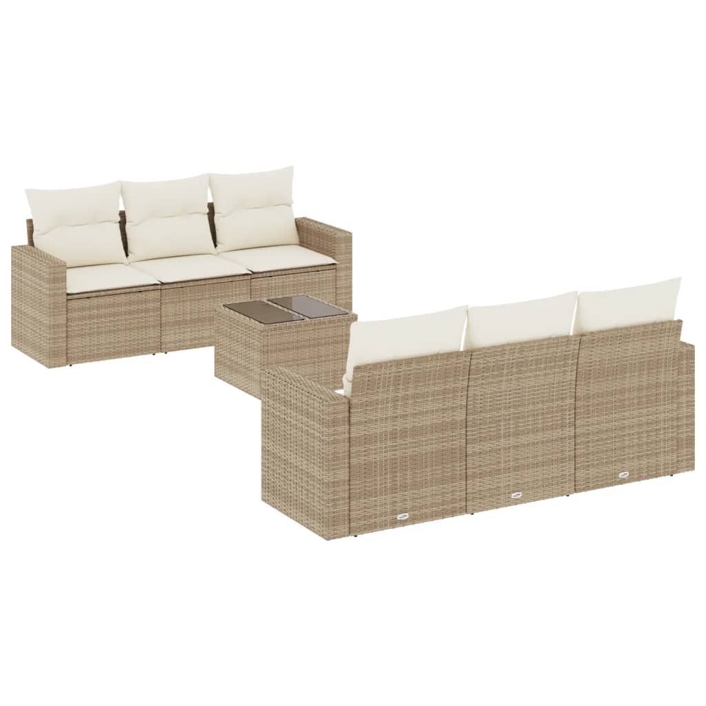 vidaXL Set sofás de jardín 7 piezas y cojines ratán sintético beige