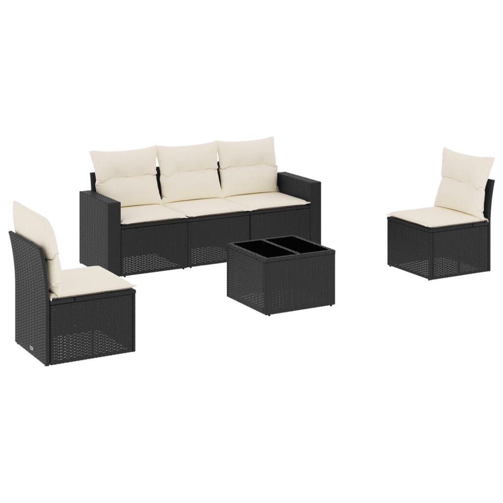 vidaXL Set muebles de jardín 6 piezas y cojines ratán sintético negro