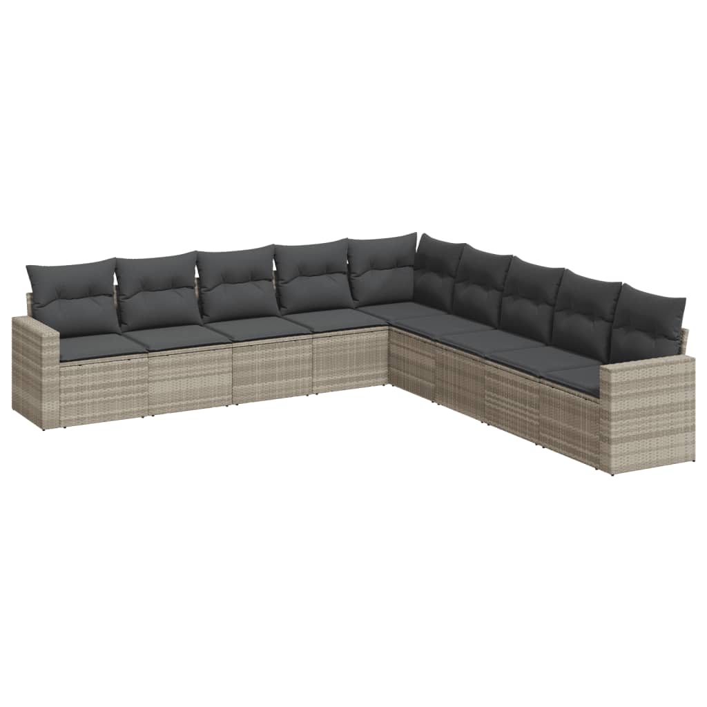 vidaXL Set muebles jardín 9 pzas y cojines ratán sintético gris claro