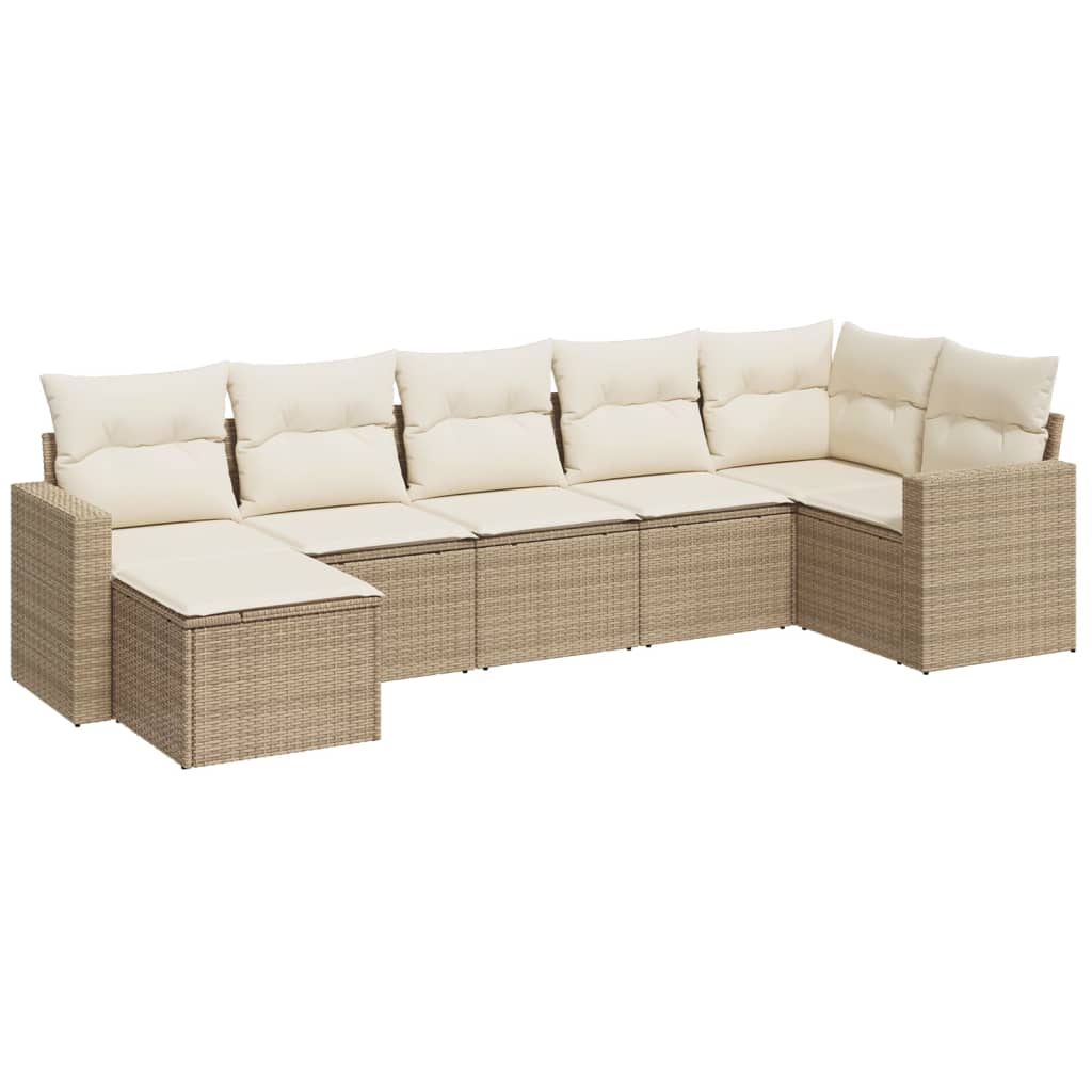 vidaXL Set sofás de jardín 7 piezas y cojines ratán sintético beige