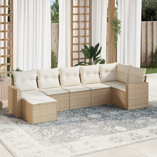 vidaXL Set sofás de jardín 7 piezas y cojines ratán sintético beige