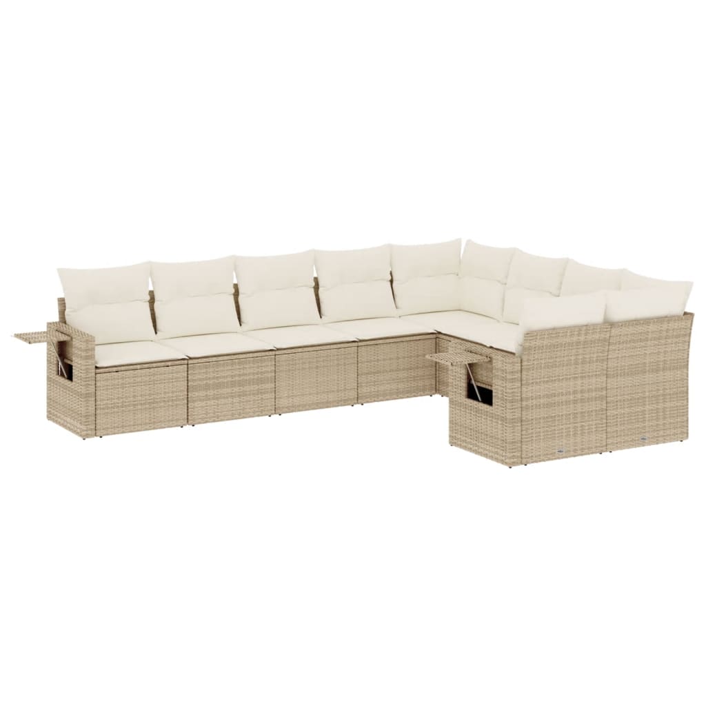 vidaXL Set de sofás de jardín 9 pzas con cojines ratán sintético beige