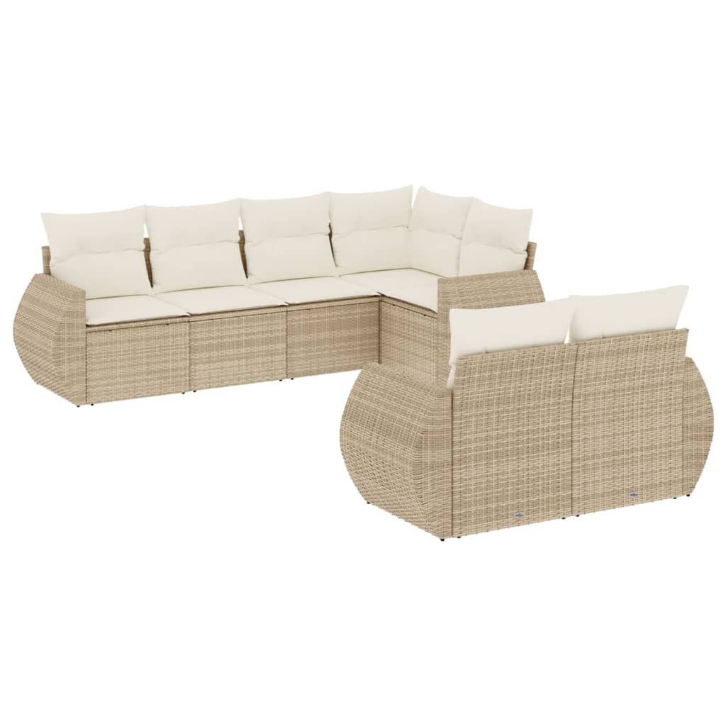 vidaXL Set sofás de jardín 7 piezas y cojines ratán sintético beige