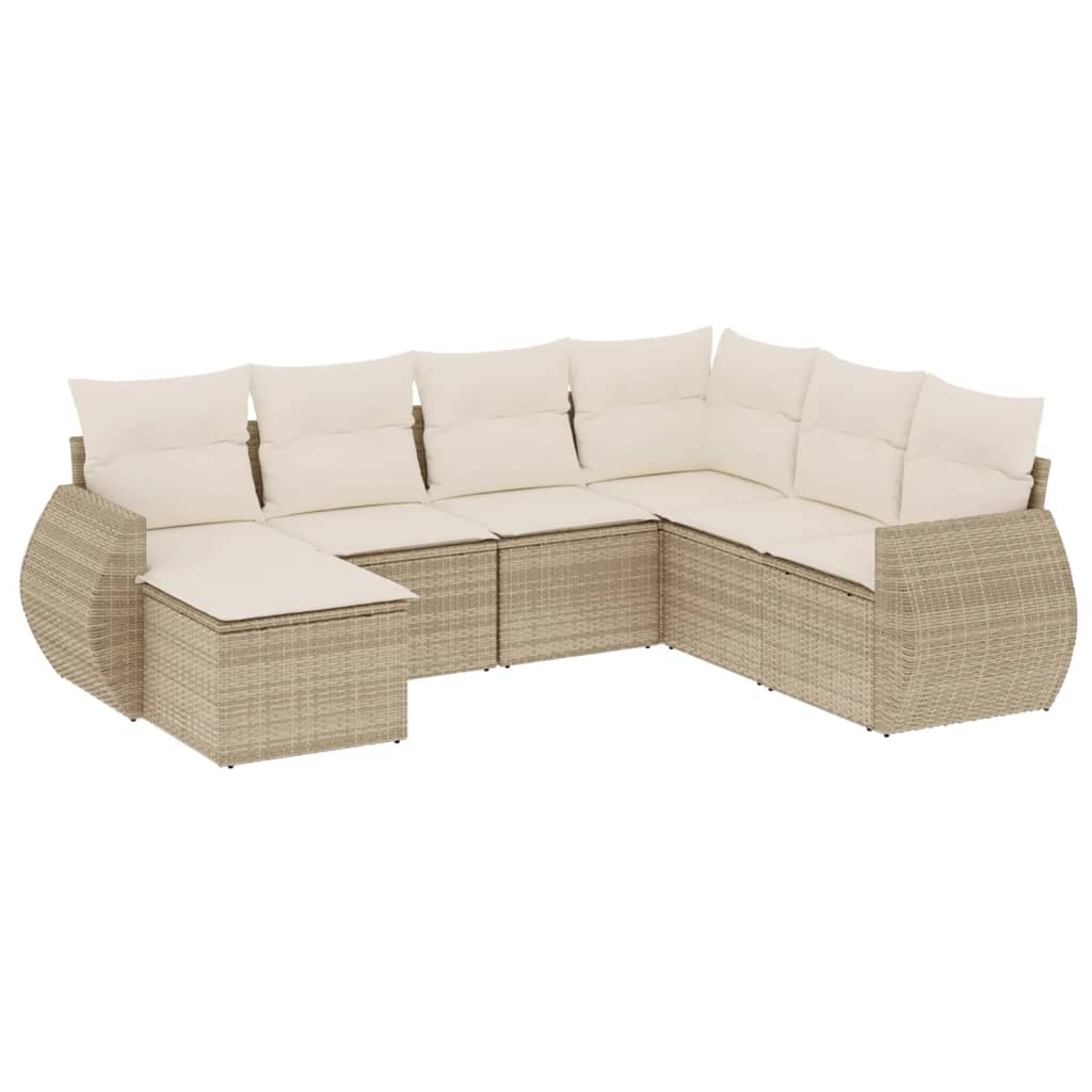 vidaXL Set sofás de jardín 7 piezas y cojines ratán sintético beige