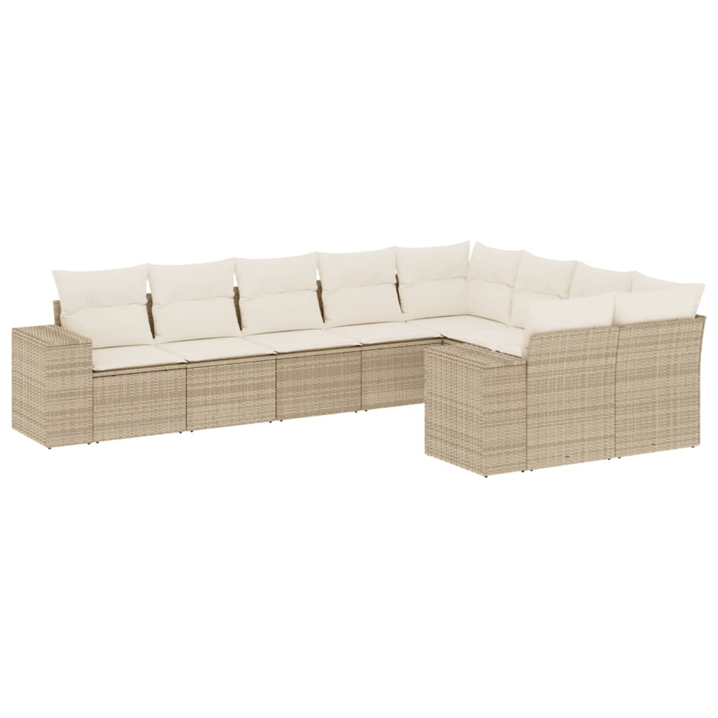 vidaXL Set de sofás de jardín 9 pzas con cojines ratán sintético beige