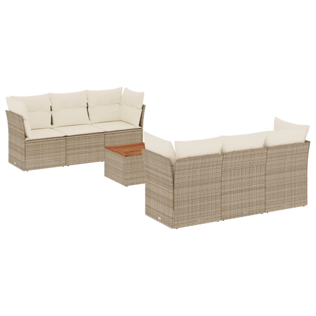 vidaXL Set sofás de jardín 7 piezas y cojines ratán sintético beige