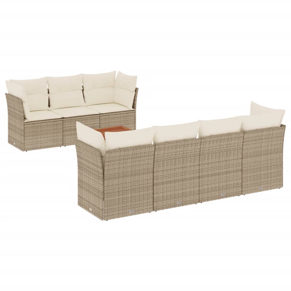 vidaXL Set de sofás de jardín y cojines 8 piezas ratán sintético beige