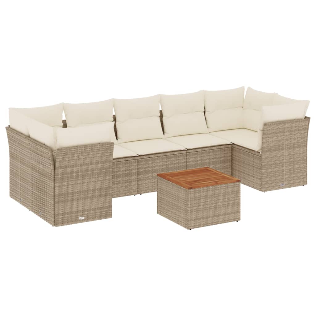 vidaXL Set de sofás de jardín y cojines 8 piezas ratán sintético beige