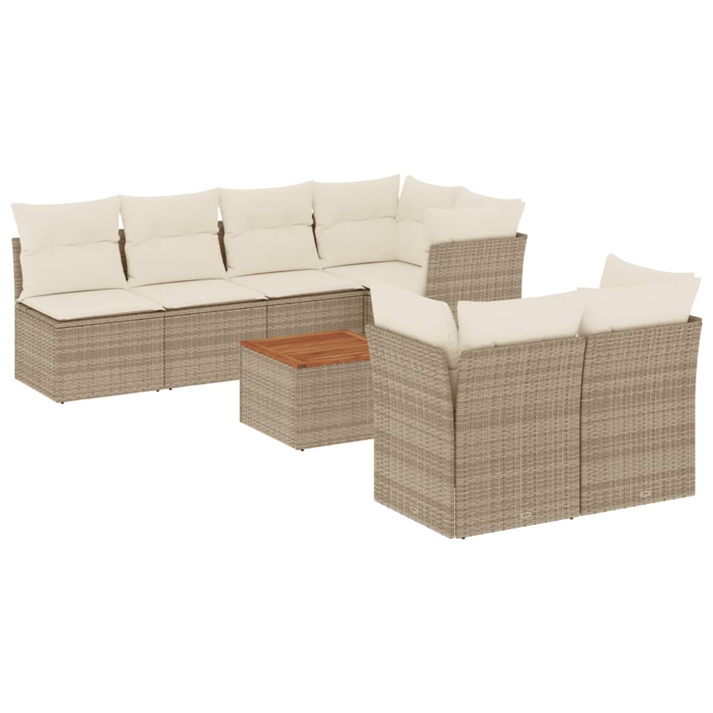 vidaXL Set de sofás de jardín y cojines 8 piezas ratán sintético beige