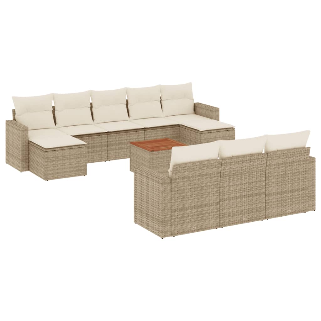 vidaXL Set de sofás de jardín 11pzas con cojines ratán sintético beige