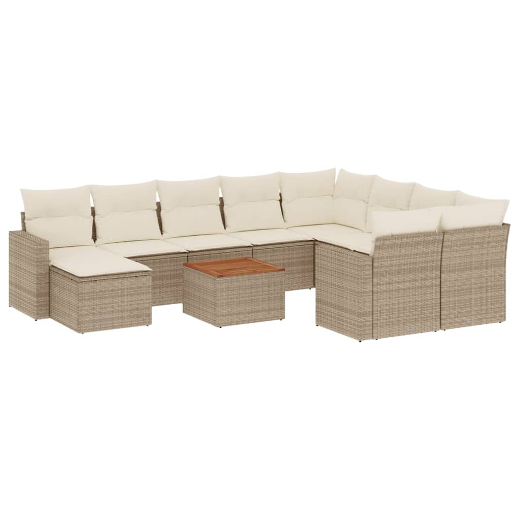 vidaXL Set de sofás de jardín 11pzas con cojines ratán sintético beige