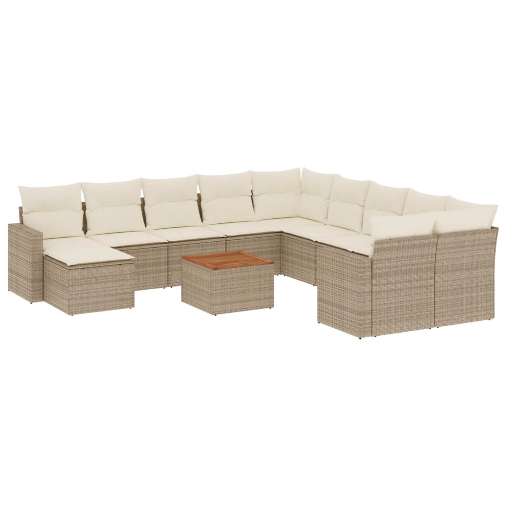 vidaXL Set de sofás de jardín y cojines 12 pzas ratán sintético beige