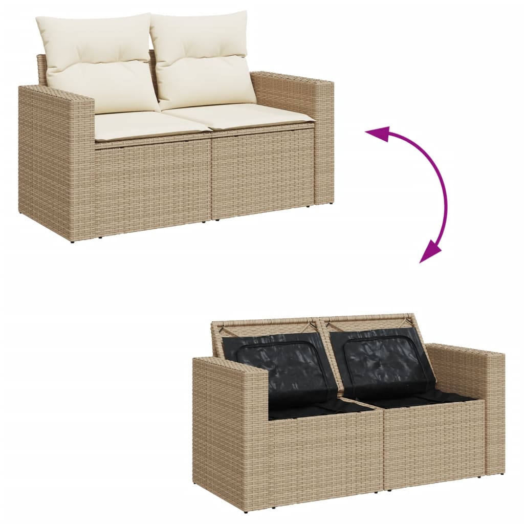 vidaXL Set de sofás de jardín y cojines 12 pzas ratán sintético beige