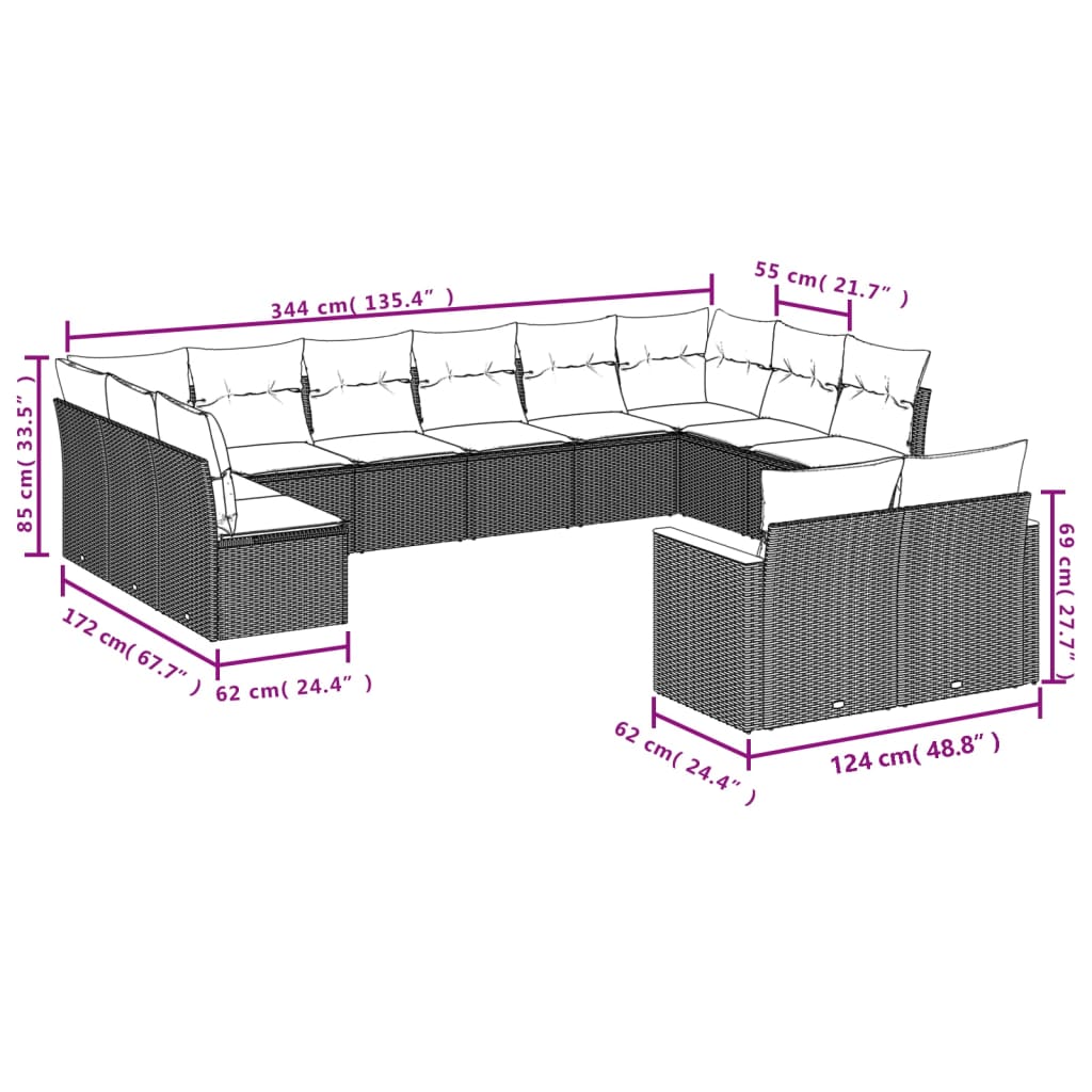 vidaXL Set sofás de jardín 7 piezas y cojines ratán sintético beige