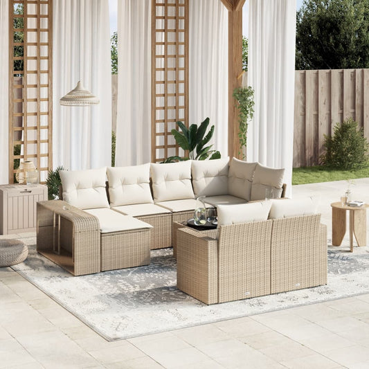 vidaXL Set de sofás de jardín 11pzas con cojines ratán sintético beige